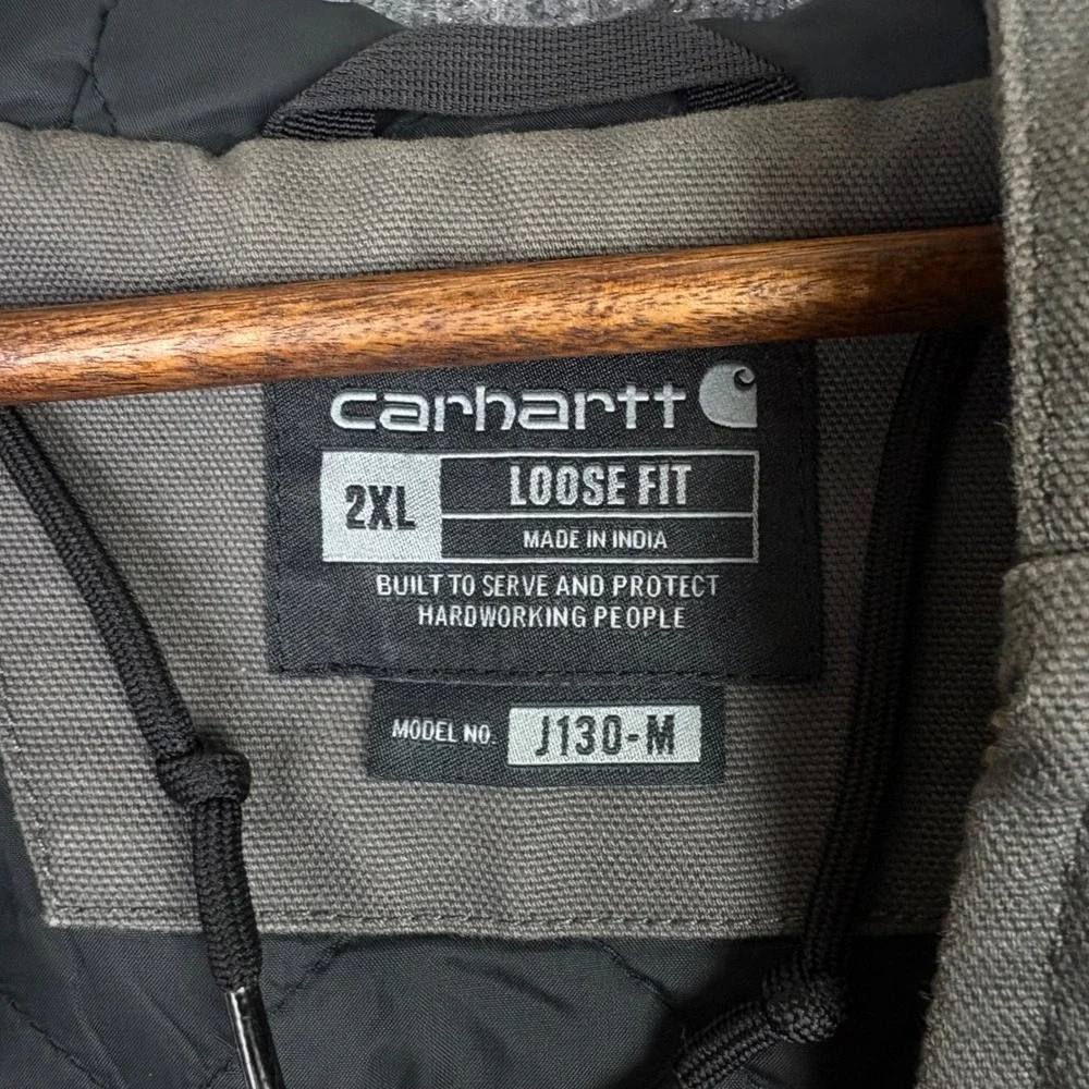 Carhartt J130-M Active Jacket Mens 2XL Gravel Grey Loose Fit Hooded Work Coat